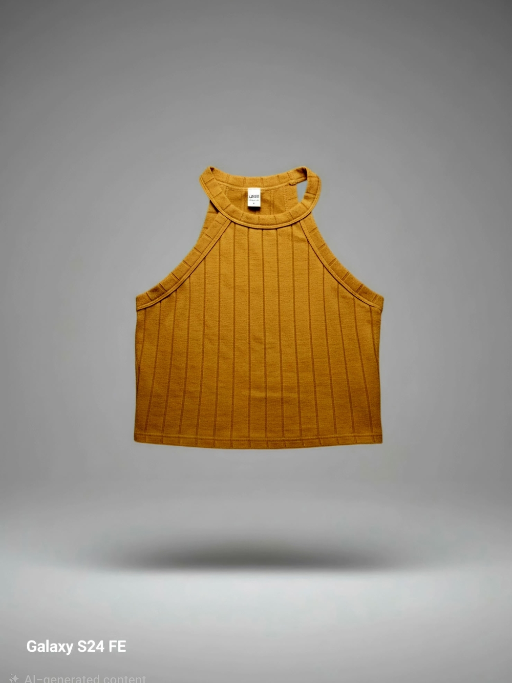 Mustard Ribbed Halter Crop Top - Love Vintage Brand